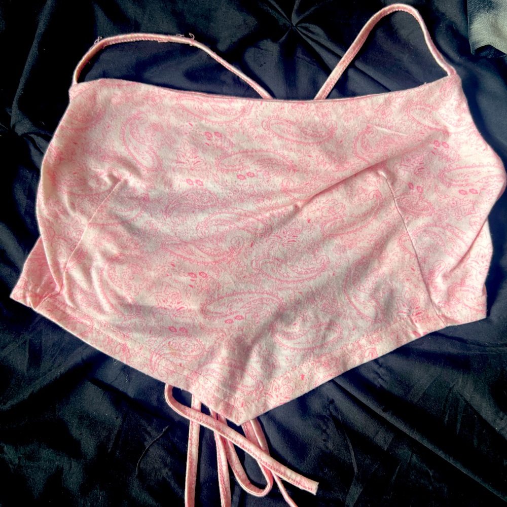 Pink bandana crop top. Sexy on, cute for going out, and the print is so cute